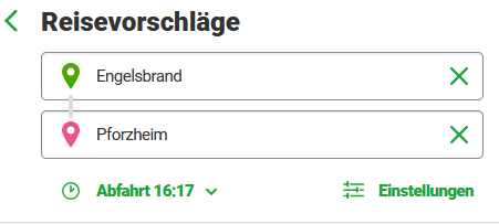 Reisevorschläge Einstellungen